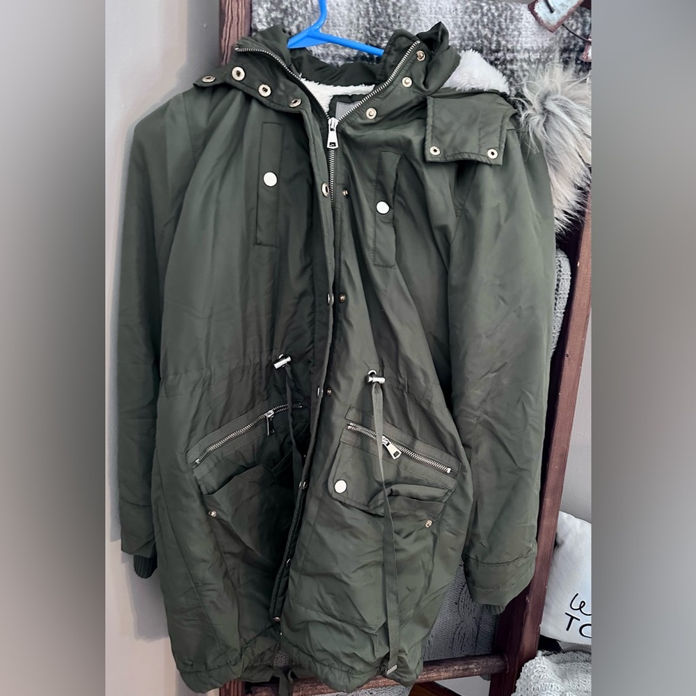 Falls Creek Green Military Field Jacket with Hood